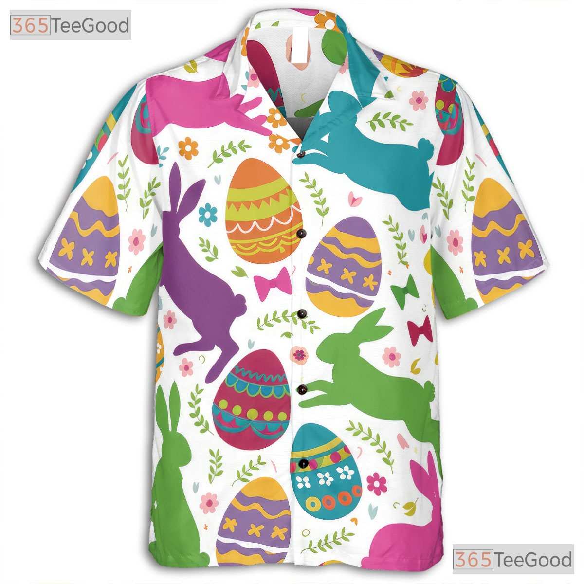 Easter Bunny & Eggs Hawaiian Shirt - Colorful Spring Holiday Wear for Men