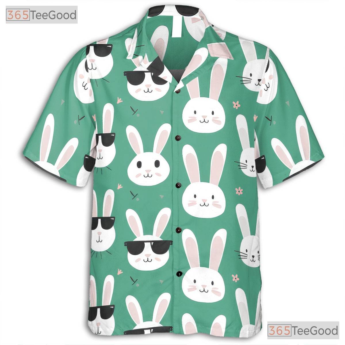 Green Easter Bunny Face Hawaiian Tee - Spring Holiday Rabbit Style Men