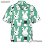 Cute Bunny Face Easter Hawaiian Shirt - Green Spring Rabbit Aesthetic Women