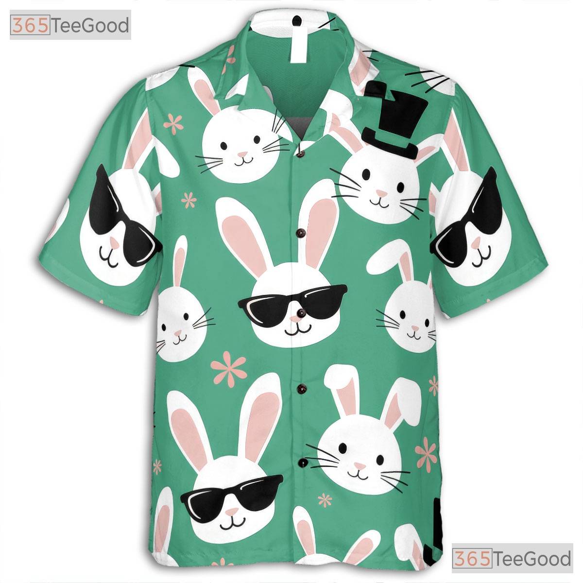 Green Spring Bunny Hawaiian Shirt - Cute Easter Rabbit for Adults
