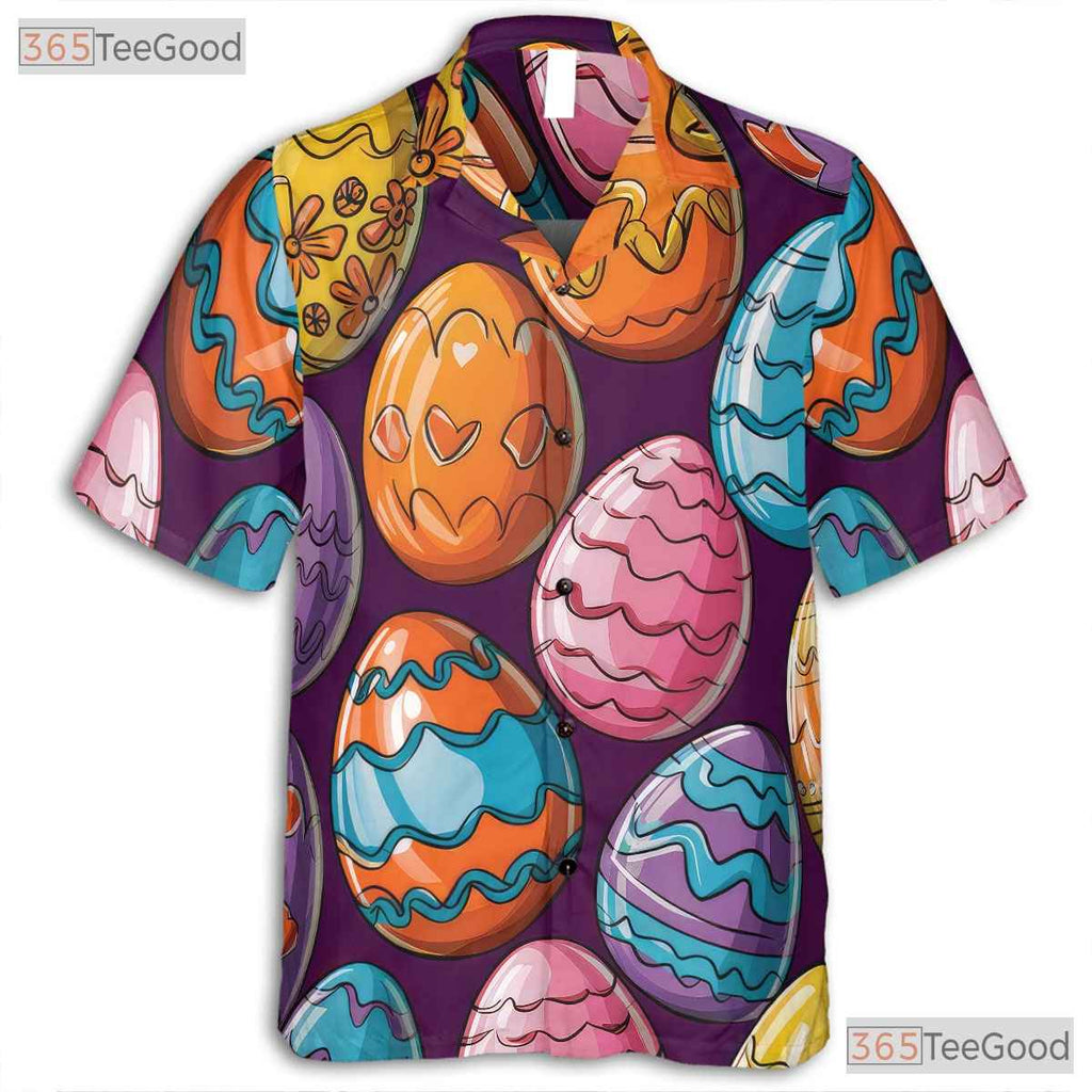Colorful Easter Egg Hawaiian Tee - Vibrant Spring Holiday Gift Men