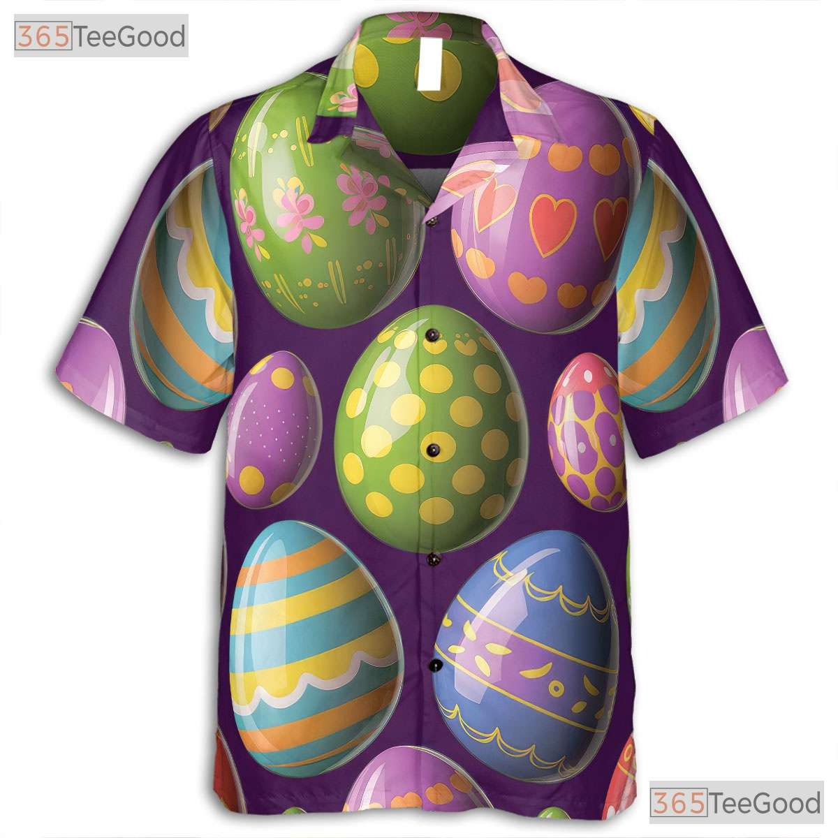 Spring Easter Egg Hawaiian Shirt - Purple Colorful Design for Women