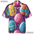 Vibrant Purple Easter Hawaiian Tee - Colorful Egg Holiday Party Unisex