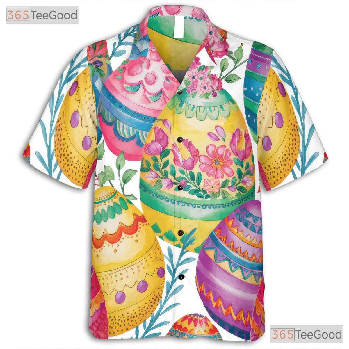 Floral Easter Egg Hawaiian Tee - Vibrant Spring Holiday Gift Shirt Men