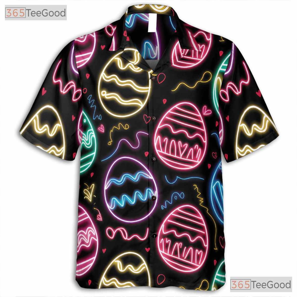 Neon Easter Egg Hawaiian Shirt - Colorful Spring Party Gift for Adults