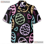 Black Hawaiian Tee - Neon Easter Eggs Bright Spring Holiday Print Women