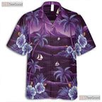 Aloha Purple Palm Hawaiian Shirt - Ocean Flower Beach Style Women S-5XL