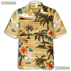Palm Tree Hibiscus Hawaiian Tee - Vintage Aloha Beach Style Women S to 5XL