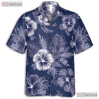 Classic Blue White Floral Hawaiian Shirt - Aloha Beachwear Women S to 5XL