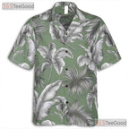 Sage Green Palm Leaf Hawaiian Shirt - Classic Aloha Beach Style Women S-5XL