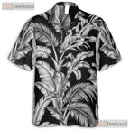 Black White Palm Leaf Hawaiian Tee - Classic Aloha Island Style Women S-5XL