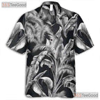 Vintage Black White Palm Hawaiian Tee - Aloha Tropical Beachwear Gift Unisex