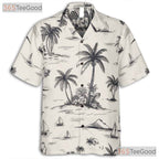 Black & White Palm Tree Hawaiian Shirt - Vintage Island Beach Tee For Men