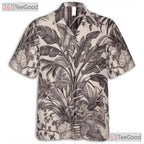 Retro Black & White Tropical Jungle Hawaiian Shirt - Unisex Floral Aloha Tee
