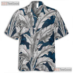 Classic Navy Palm Leaf Hawaiian Shirt - Women's Tropical Beachwear Tee