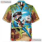 Tropical Pirate Hawaiian Shirt - Parrot Beach Party Tee For Men