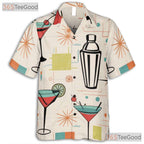 Retro Atomic Cocktail Hawaiian Tee - Unisex 1950s Lounge Shirt