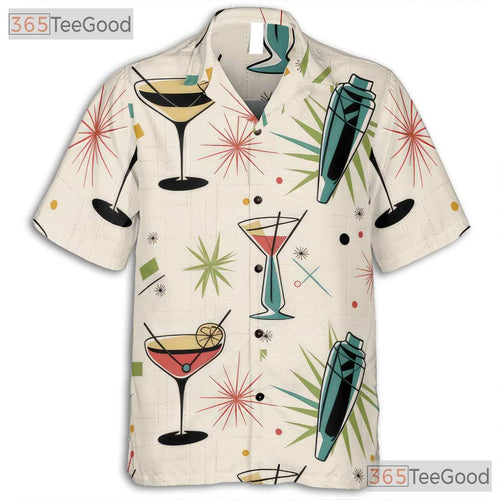 1950s Cocktail Bar Hawaiian Shirt - Vintage Atomic Tee For Men