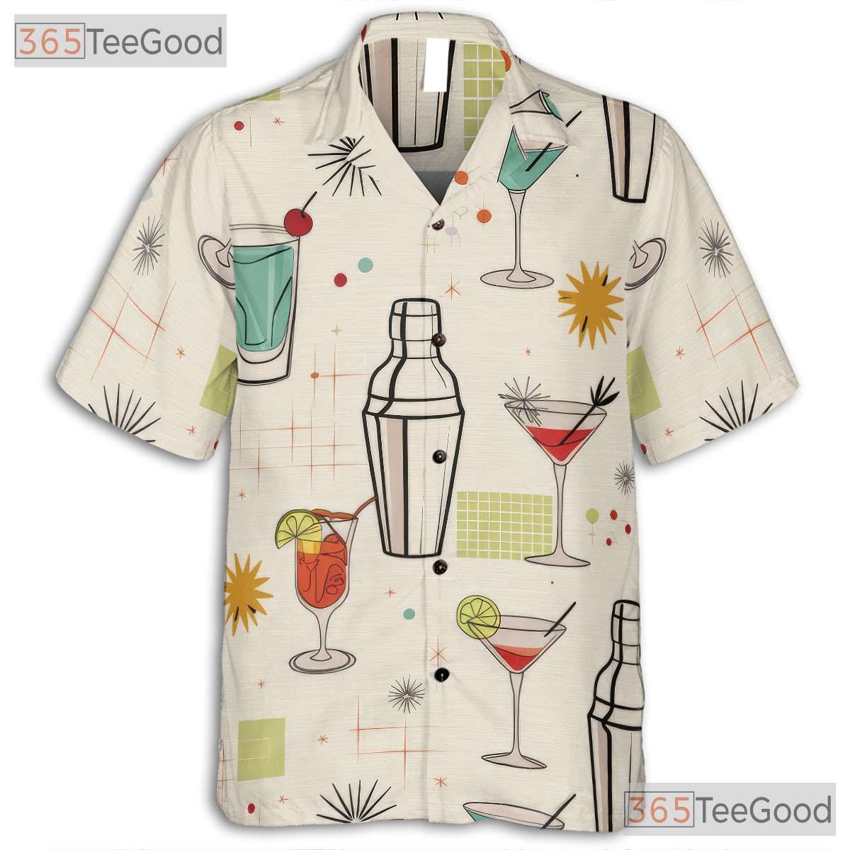 Vintage Atomic Martini Hawaiian Tee - Mid-Century Shirt Women