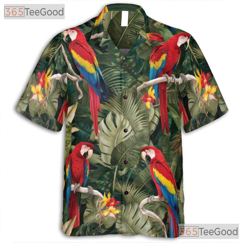 Vintage Macaw Hawaiian Tee - Tropical Jungle Shirt For Women