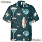 Mid-Century Martini Bar Hawaiian Tee - Retro Cocktail Shirt Men