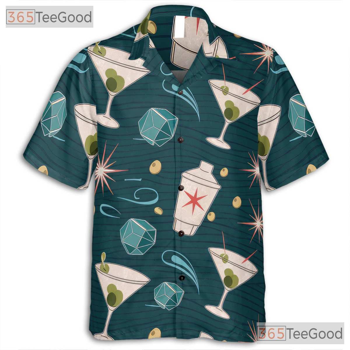 Unisex Atomic Bar Hawaiian Shirt - Vintage Martini Lounge Tee