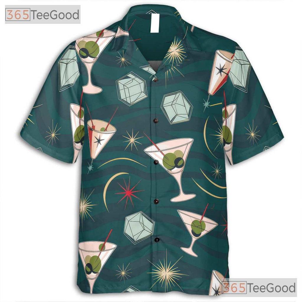 Minimalist Palm Tree Hawaiian Shirt - Black White Tee For Men