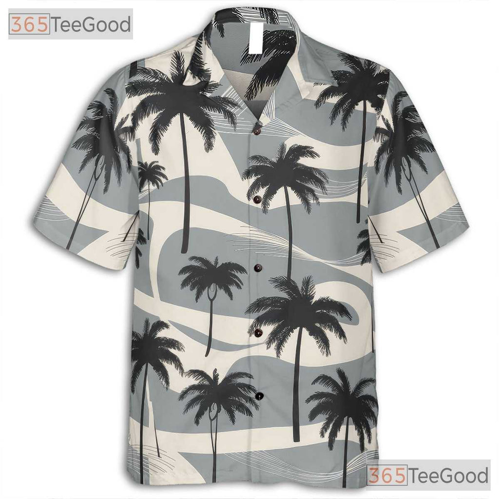 Elegant Minimal Palm Tree Hawaiian Tee - Unisex Aloha Shirt