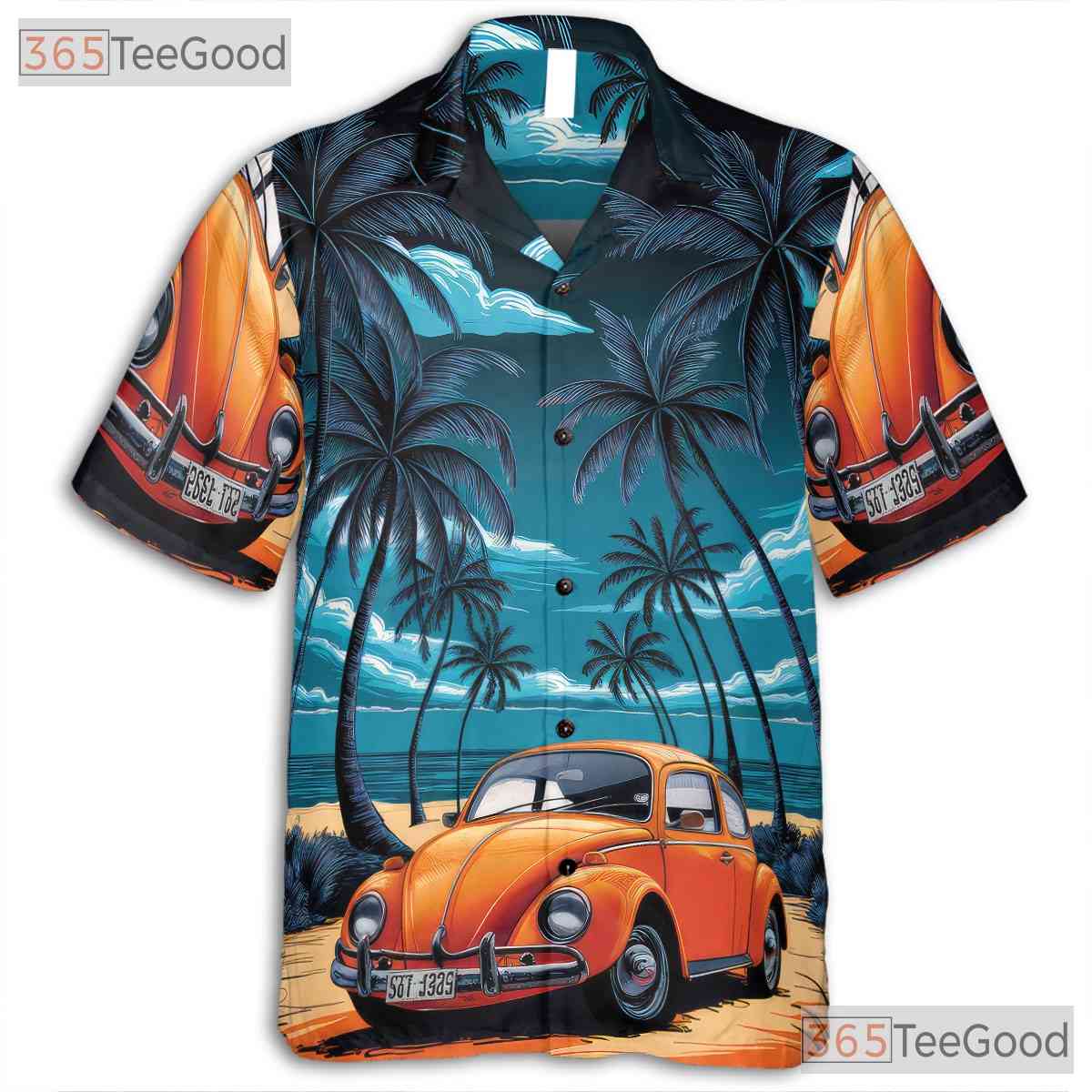 Retro Tropical Palm Hawaiian Shirt - Summer Beach Tee For Men