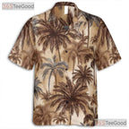 Retro Palm Tree Hawaiian Shirt for Men - Tropical Beach Vacation Tee