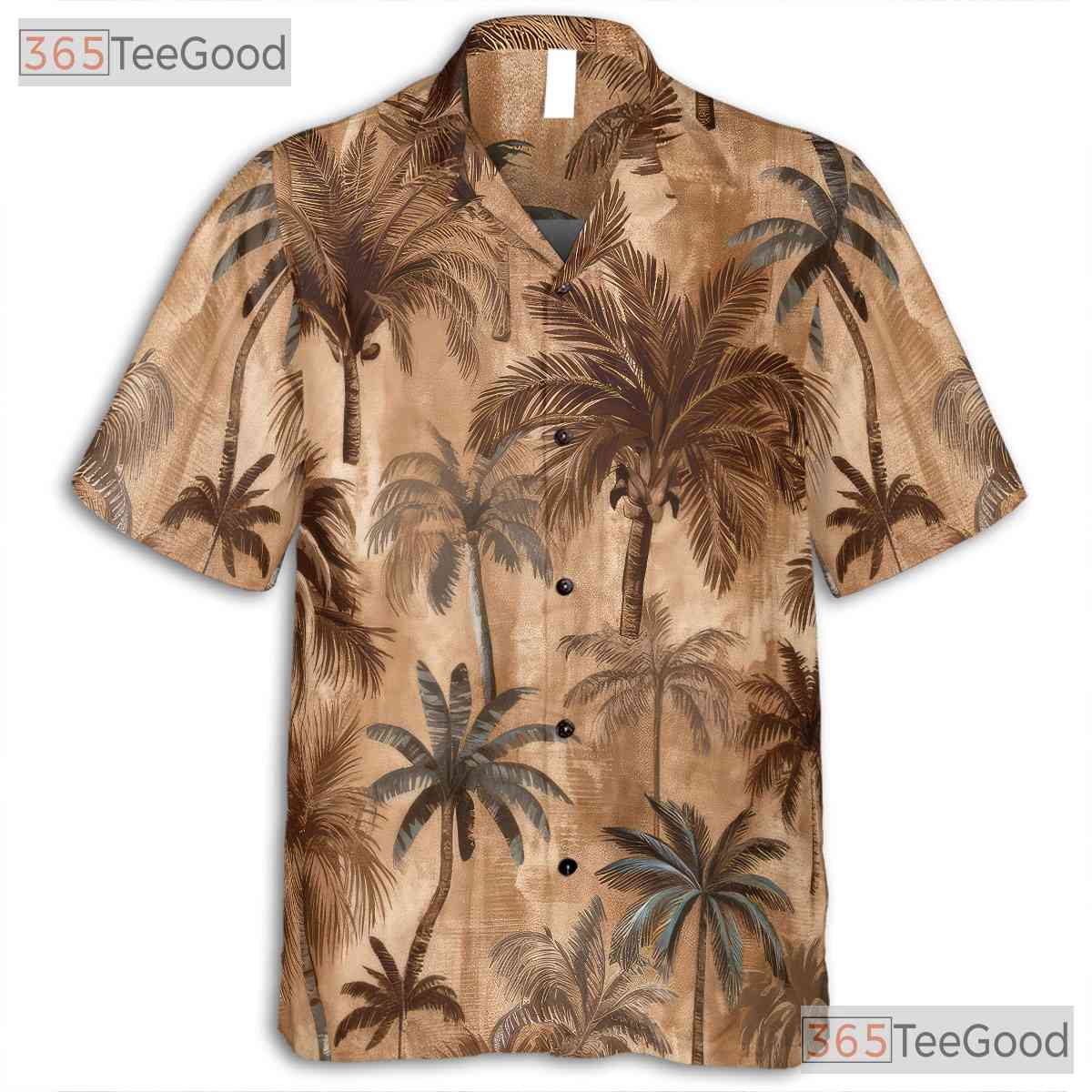 Vintage Tropical Palm Tree Hawaiian Tee - Unisex Retro Summer Beachwear