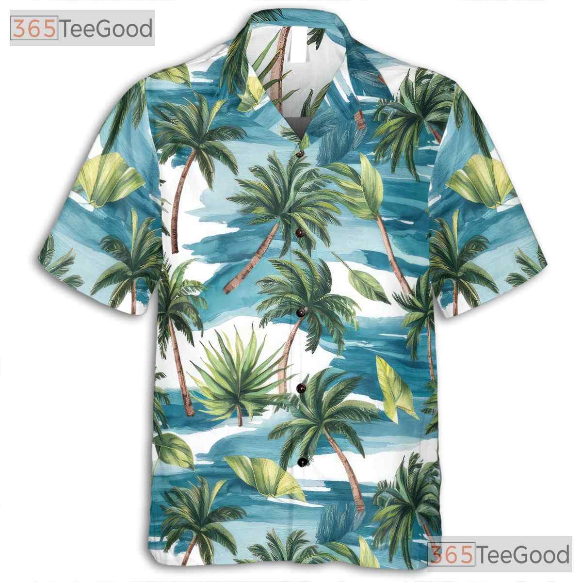 Unisex Palm Leaf Ocean Breeze Hawaiian Tee - Tropical Summer Aloha Shirt