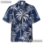 Unisex Navy Blue Tropical Hawaiian Tee - Palm Tree Summer Island Outfit