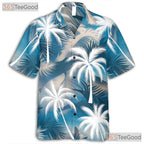 Sky Blue Palm Tree Hawaiian Shirt for Men - Tropical Beach Aloha Style Tee