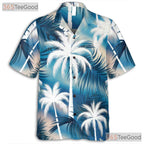 Sky Blue Tropical Aloha Hawaiian Tee - Women's Palm Tree Summer Outfit