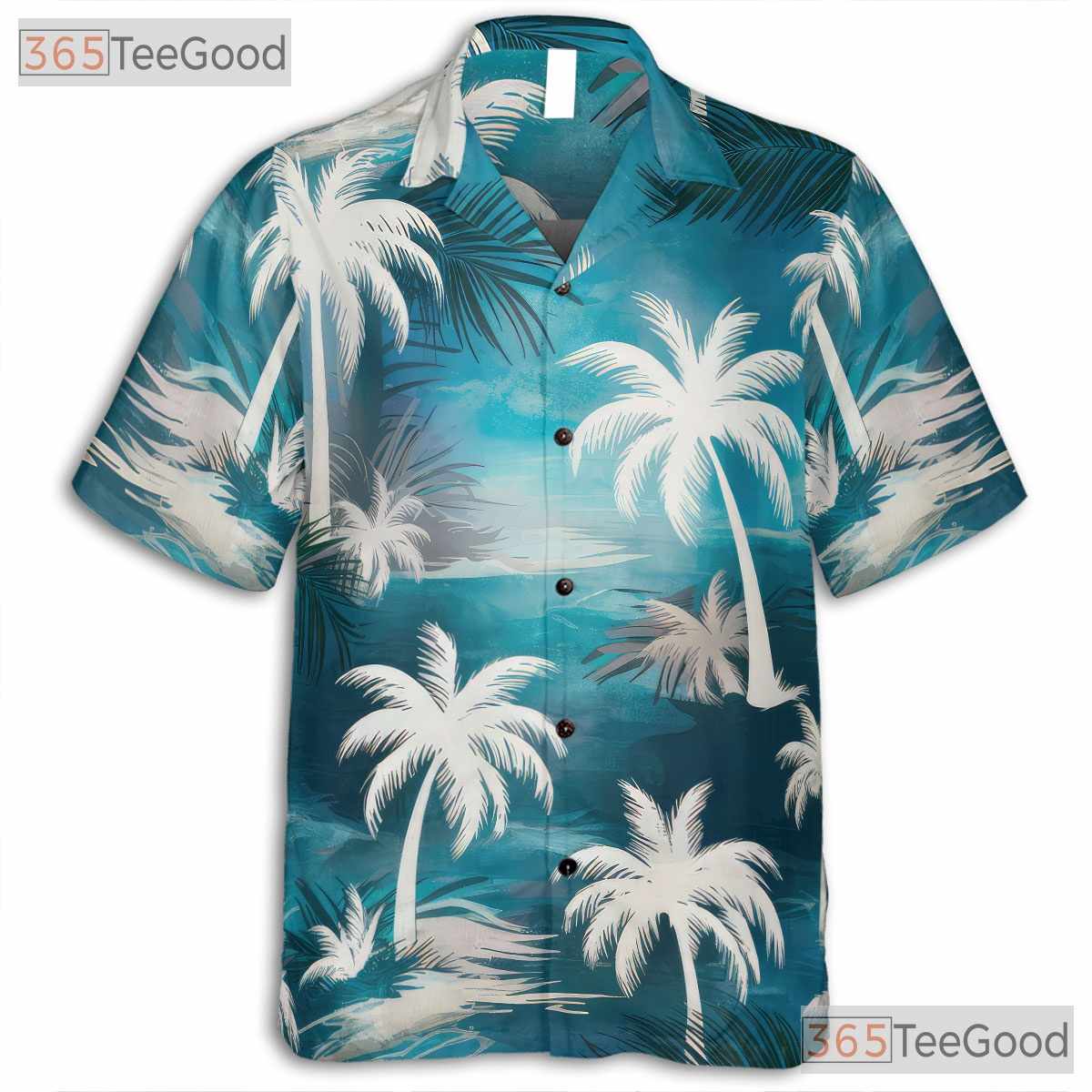 Unisex Sky Blue Aloha Hawaiian Shirt - Palm Tree Tropical Island Style Tee