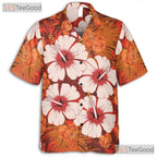 Unisex Orange Hibiscus Hawaiian Tee - Tropical Summer Aloha Outfit for Adults
