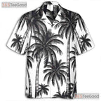 Black & White Palm Tree Hawaiian Shirt - Men's Tropical Summer Aloha Tee