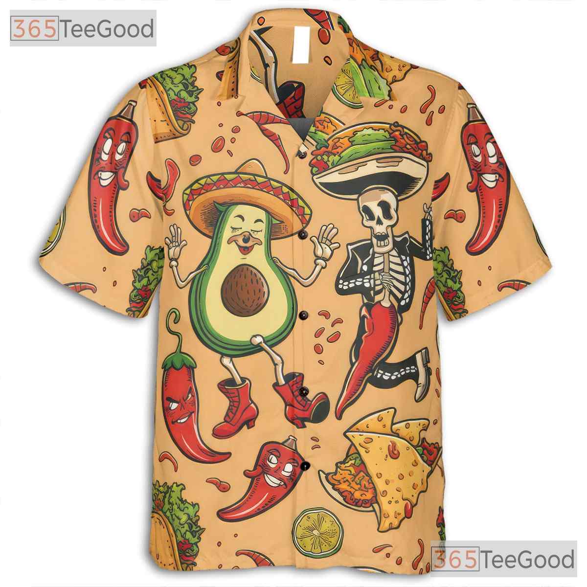 Funny Avocado Taco Hawaiian Shirt - Unisex Mexican Food Aloha Fiesta Tee