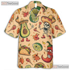Men's Mexican Fiesta Hawaiian Tee - Taco Avocado Sombrero Aloha Beach Shirt