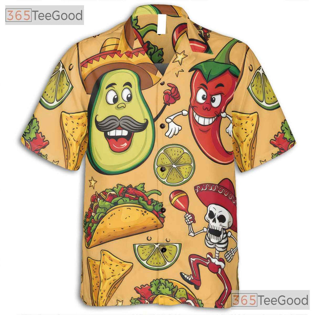 Unisex Taco Avocado Hawaiian Shirt - Funny Mexican Aloha Party Gift Tee