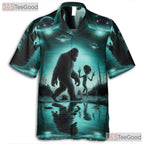 Bigfoot UFO Alien Hawaiian Shirt for Men - Retro Sci-Fi Cryptid Beachwear Tee