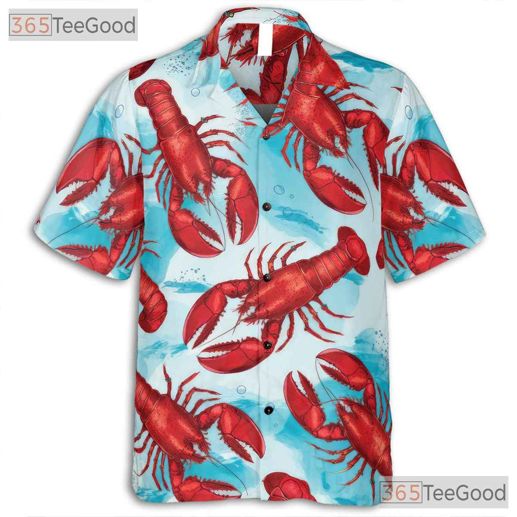 Red Lobster Hawaiian Tee - Adult Seafood Aloha Beach Vacation Style Shirt