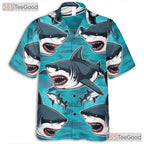Great White Shark Hawaiian Shirt - Women's Ocean Surf Aloha Vacation Tee