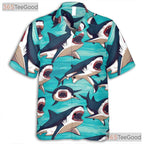 Shark Ocean Beach Hawaiian Tee - Men's Surf Aloha Summer Party Outfit