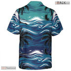 Black Blue Palm Hawaiian Shirt - Adult Tropical Vacation Tee