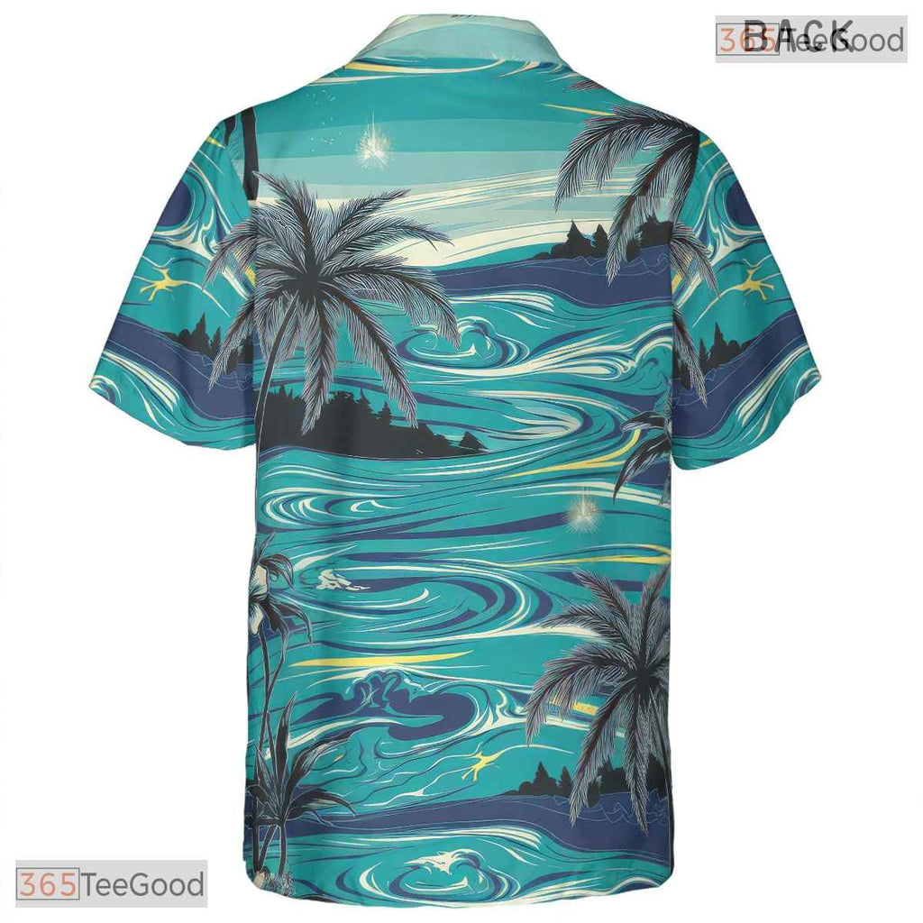 Navy Tropical Flower Hawaiian Shirt - Unisex Summer Beach Tee