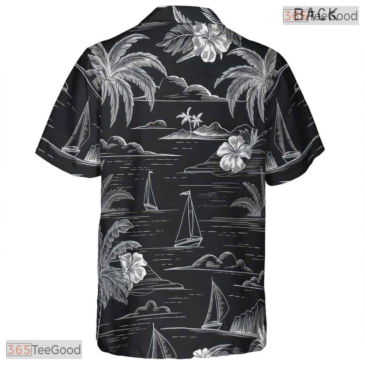 Teal Gold Leaf Print Hawaiian Shirt - Unisex Black Summer Beach Tee