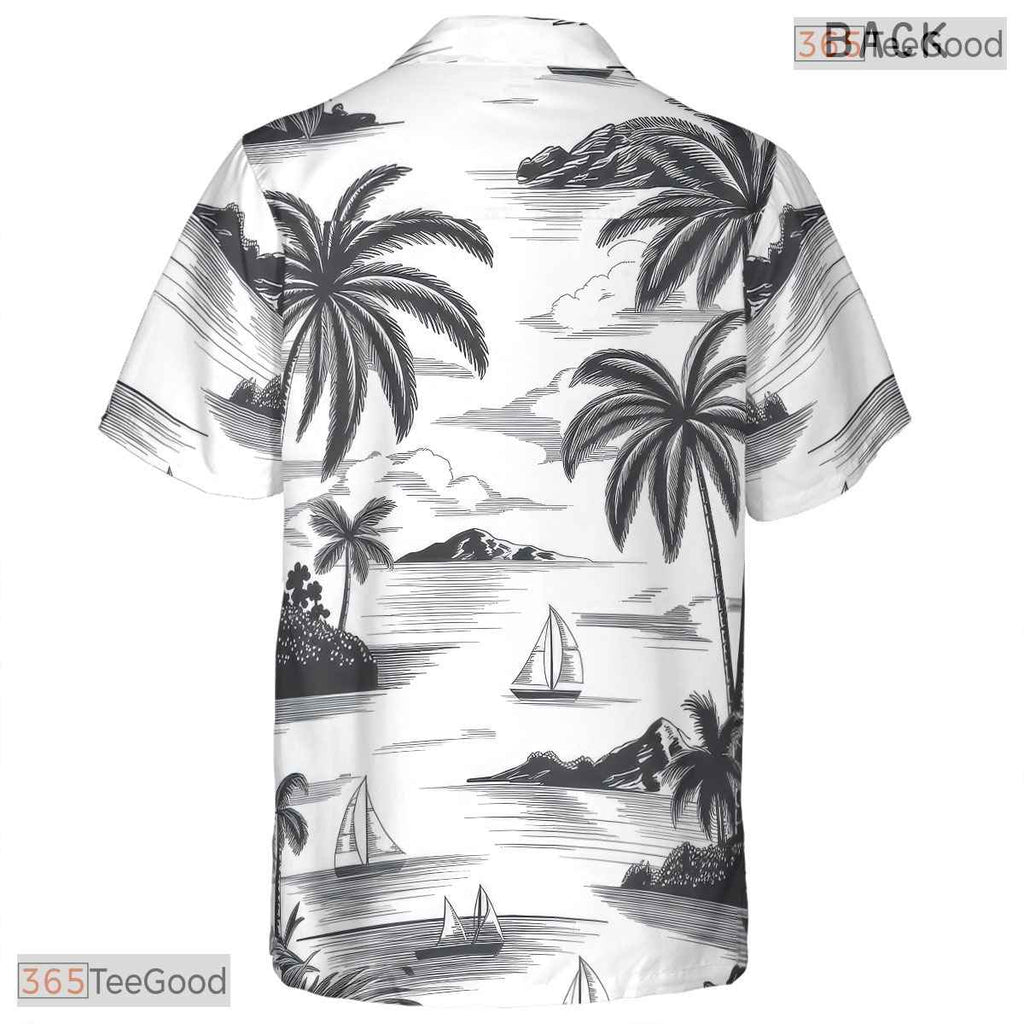 Tropical Teal Gold White Hawaiian Shirt - Unisex Aloha Vacation Tee