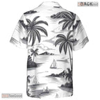 Tropical Teal Gold White Hawaiian Shirt - Unisex Aloha Vacation Tee
